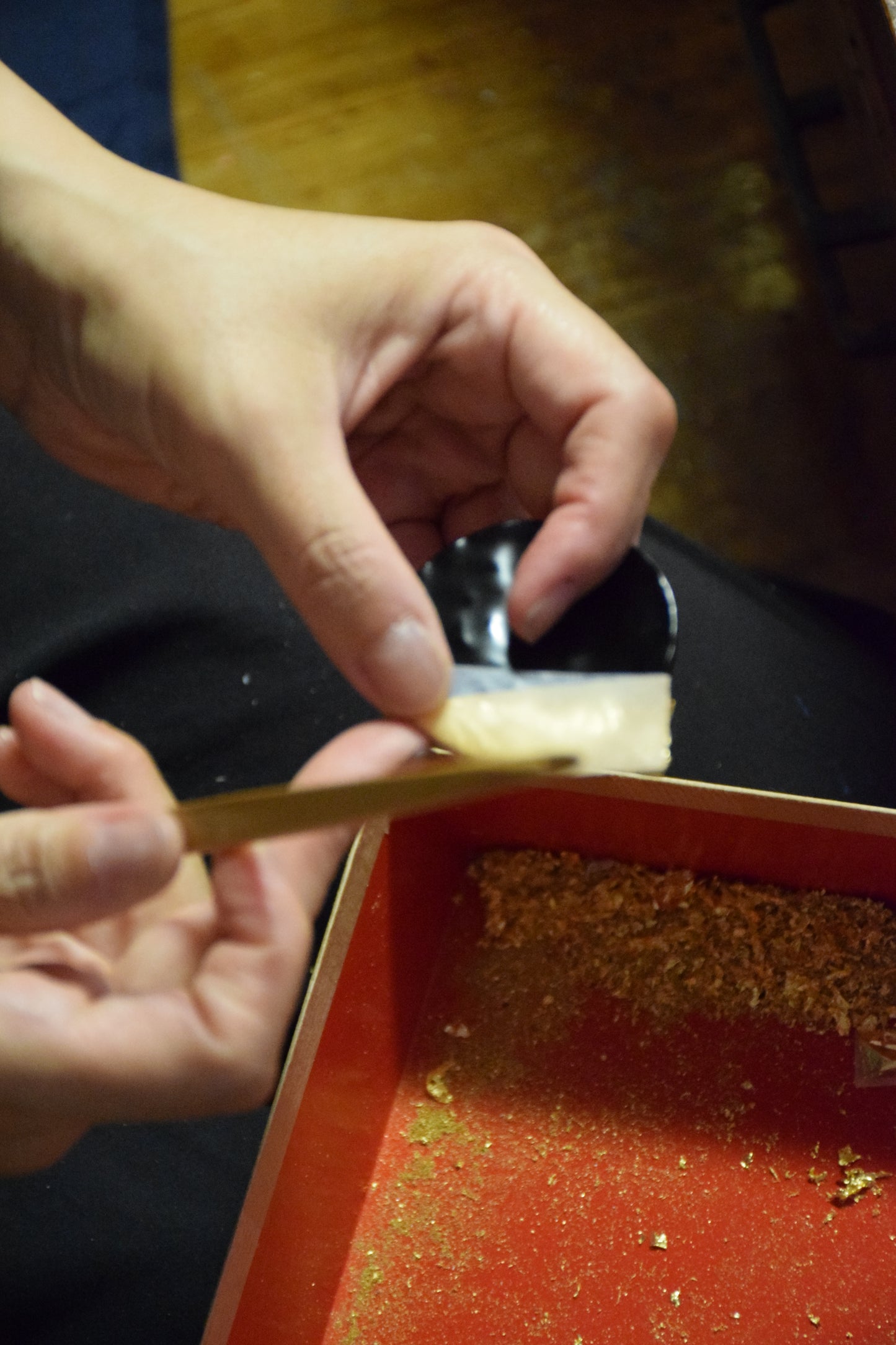 節ブローチ 漆×金箔・銀箔