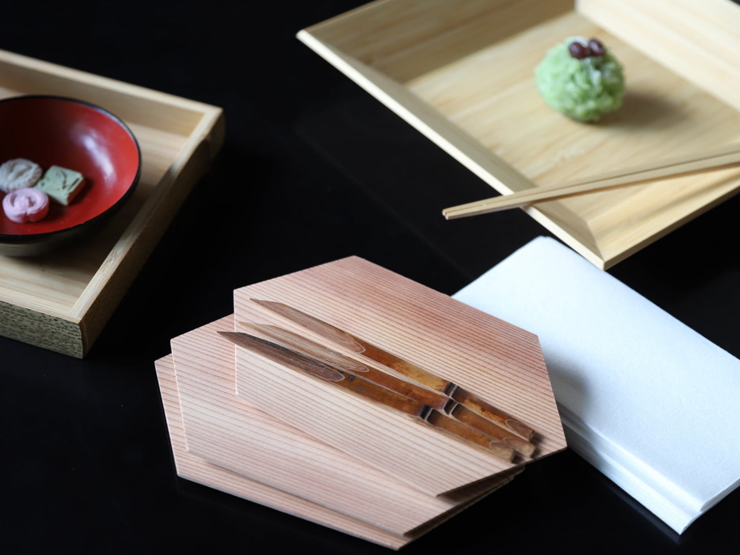 亀甲皿+本煤竹楊枝3本組