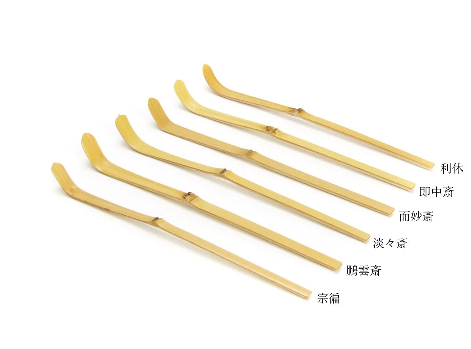 利休自作　竹製茶杓4g 東里8-0322② 茶杓 利休好み 白竹・シミ竹・本煤竹｜高野竹工｜京都 – 高野竹工