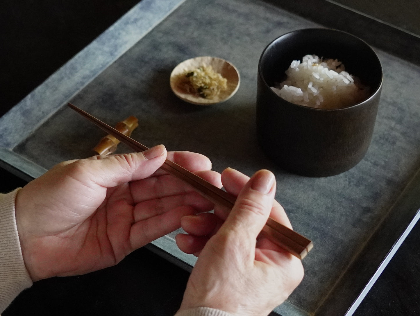 【数量限定・アウトレット】極細箸 燻し煤竹 5膳セット